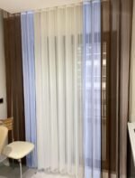 Kahve - Beyaz - Mavi Tül Dikey Perde