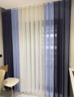 Lacivert - Mavi - Beyaz Tül Dikey Perde