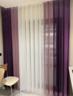 Mor - Pembe - Beyaz Tül Dikey Perde