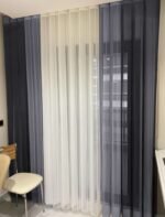 Gri - Beyaz Tül Dikey Perde