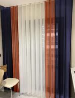 Turuncu - Beyaz - Lacivert Tül Dikey Perde