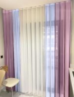 Mor - Beyaz - Lila Tül Dikey Perde