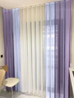 Lila - Beyaz - Mor Tül Dikey Perde