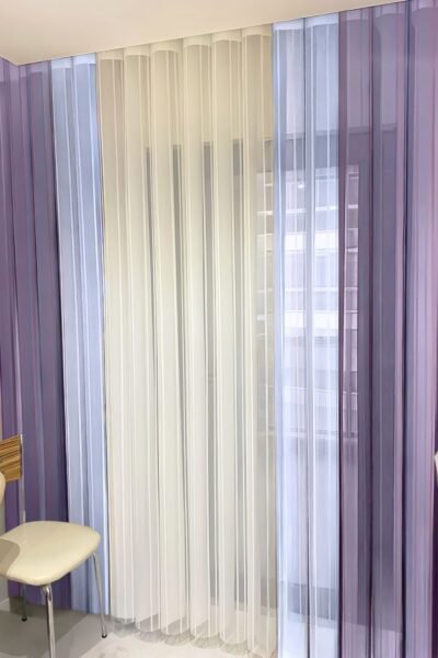 Lila - Beyaz - Mor Tül Dikey Perde