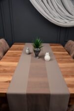 Kahverengi Damalı Dekoratif Lazer Kesim Runner Masa Örtüsü 40 x 140 - Görsel 3