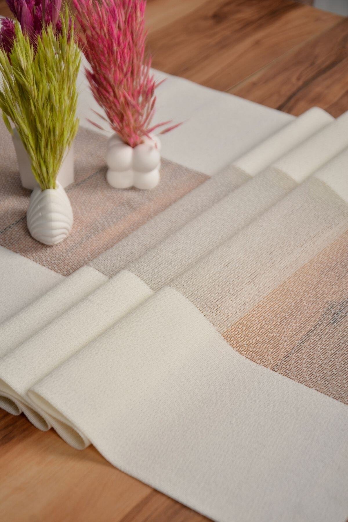 1_org_zoom-12.jpg Krem Renk Noktalı Dekoratif Lazer Kesim Runner Masa Örtüsü 40 x 140 - Görsel 1