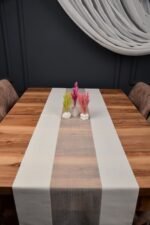 Krem Renk Noktalı Dekoratif Lazer Kesim Runner Masa Örtüsü 40 x 140 - Görsel 2