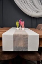 Krem Renk Noktalı Dekoratif Lazer Kesim Runner Masa Örtüsü 40 x 140 - Görsel 3