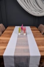 Beyaz Renk Noktalı Dekoratif Lazer Kesim Runner Masa Örtüsü 40 x 140 - Görsel 2