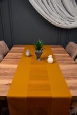 Hardal Renk Damalı Dekoratif Lazer Kesim Runner Masa Örtüsü 40 x 140 - Görsel 3